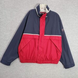 VINTAGE Members Only Men Jacket Large Red Blue Mariner Full Zip Mock Neck